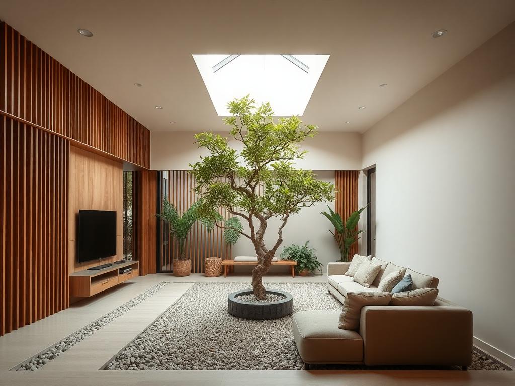 Sunken lounge and internal courtyard designed by the studio